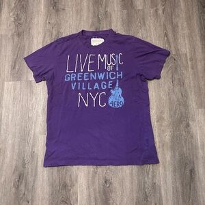 Y2K Aeropostale Purple Shirt Sz Medium Live Music Of Greenwich Village NYC Vntg